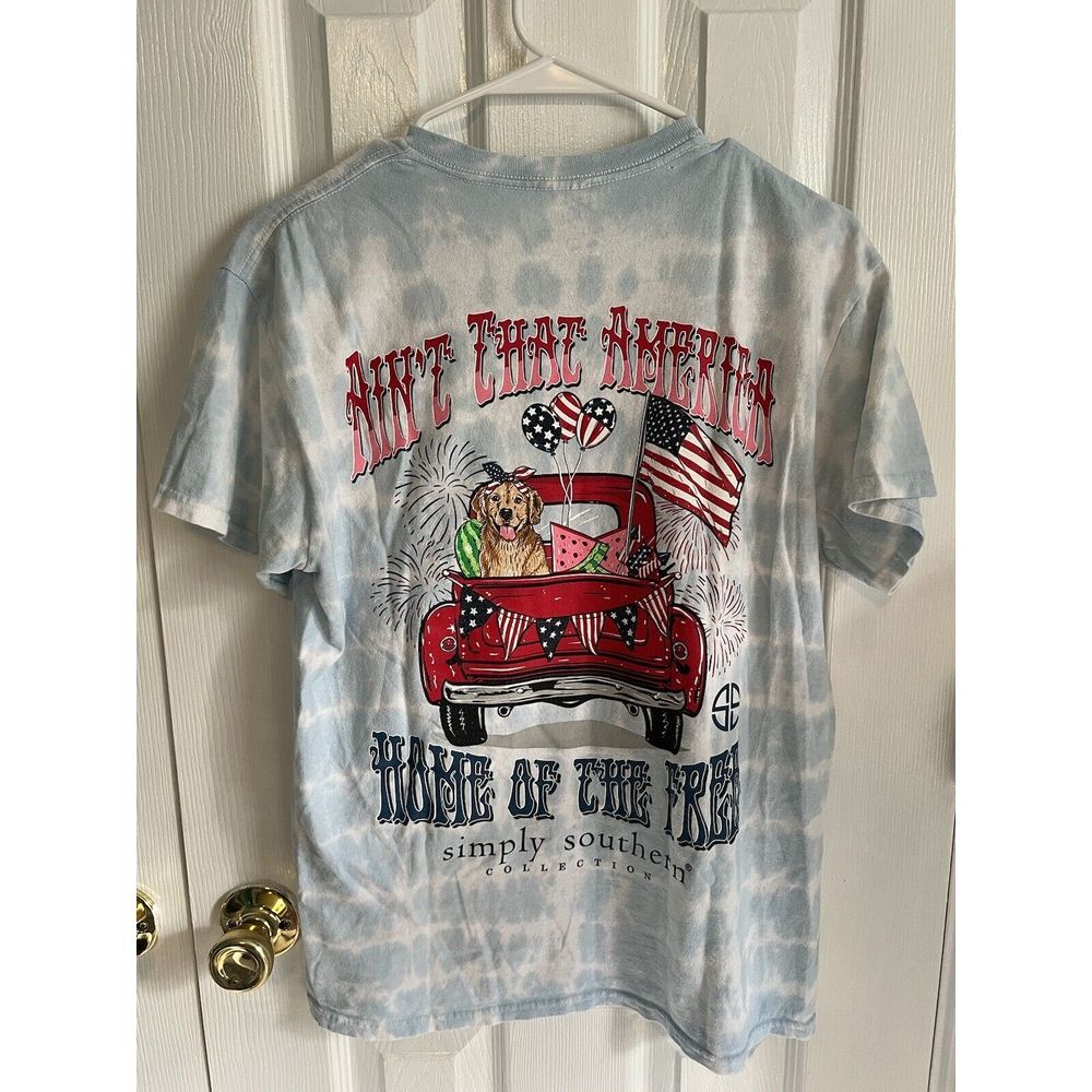 Simply Southern Womens America Tie Dye Cotton‎ Tee
